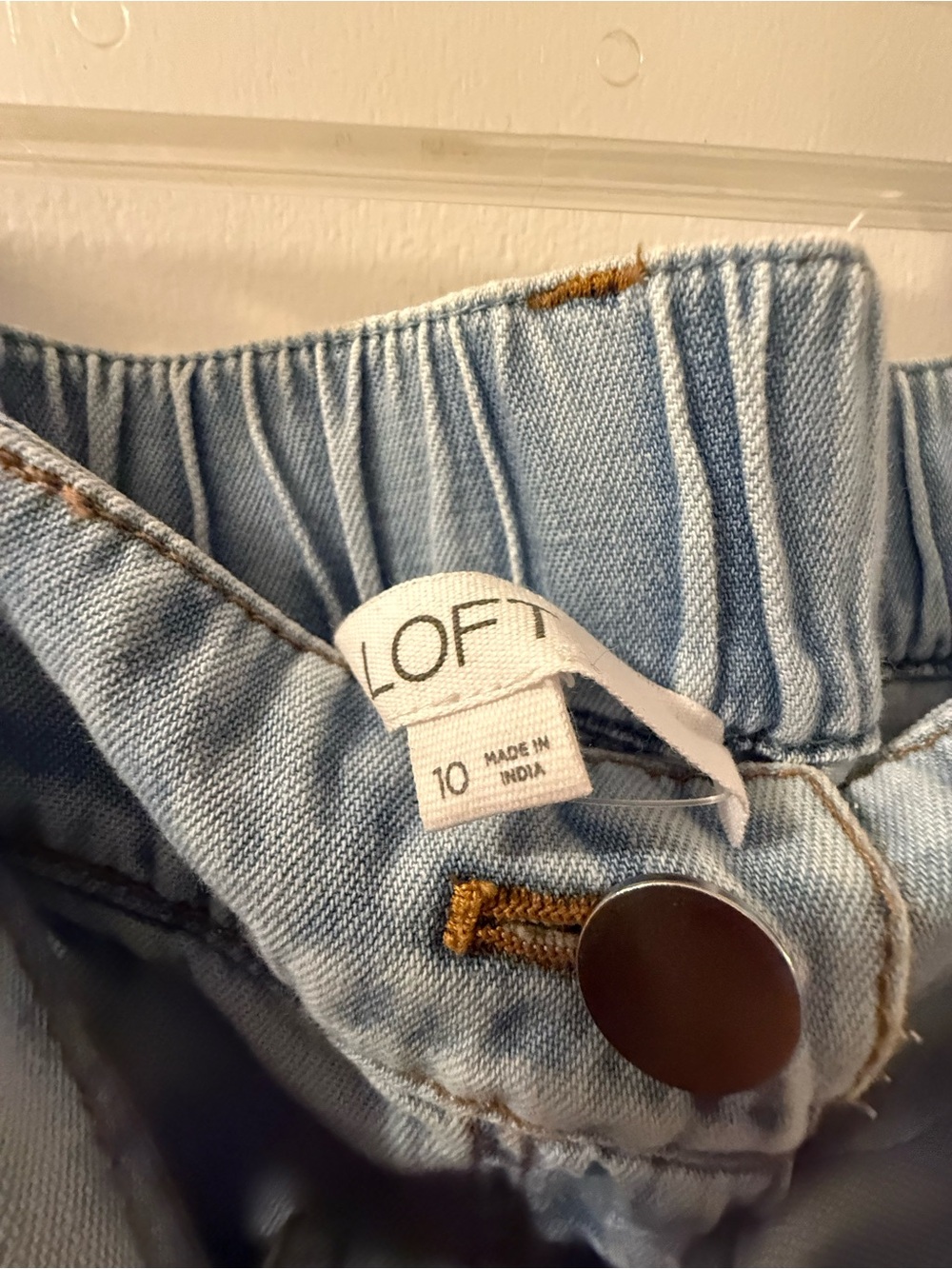 LOFT Light Blue Elastic Waist Denim Skirt